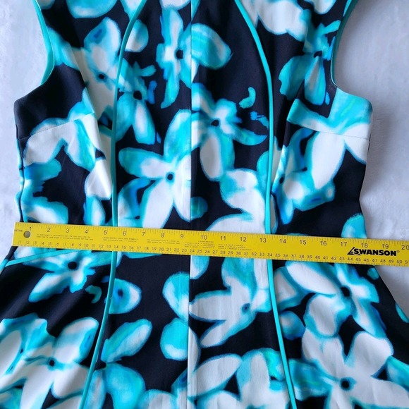 London Times Tea Dress Womens 16 Blue Floral Wedding Cocktail Office Party Work - Picture 10 of 15